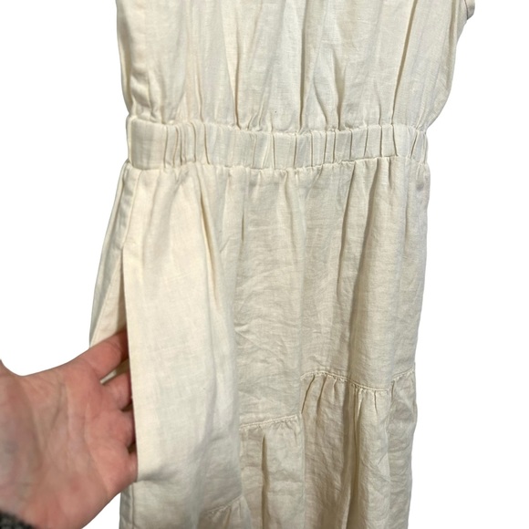 Everlane The Linen Open Back Dress Sz 6 Cream - Picture 5 of 14